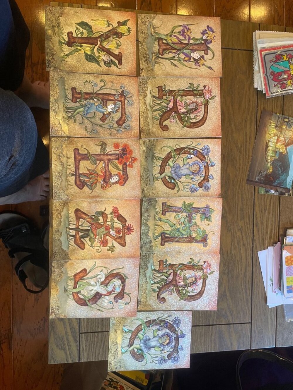 Floral Fairy Alphabet Art Prints - Set Of 10 - Hand-Painted Style - Signed By Ar